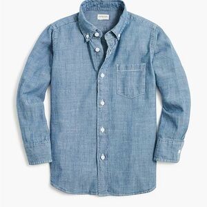 Crewcuts Blue Chambray Denim Kids Button Down Shirt 14